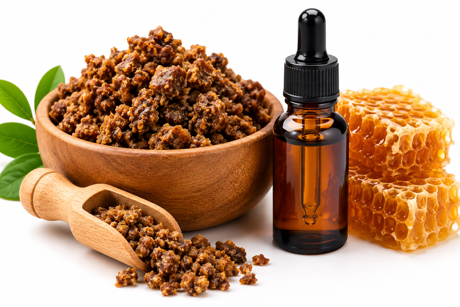 Propolis resin and tincture bottle